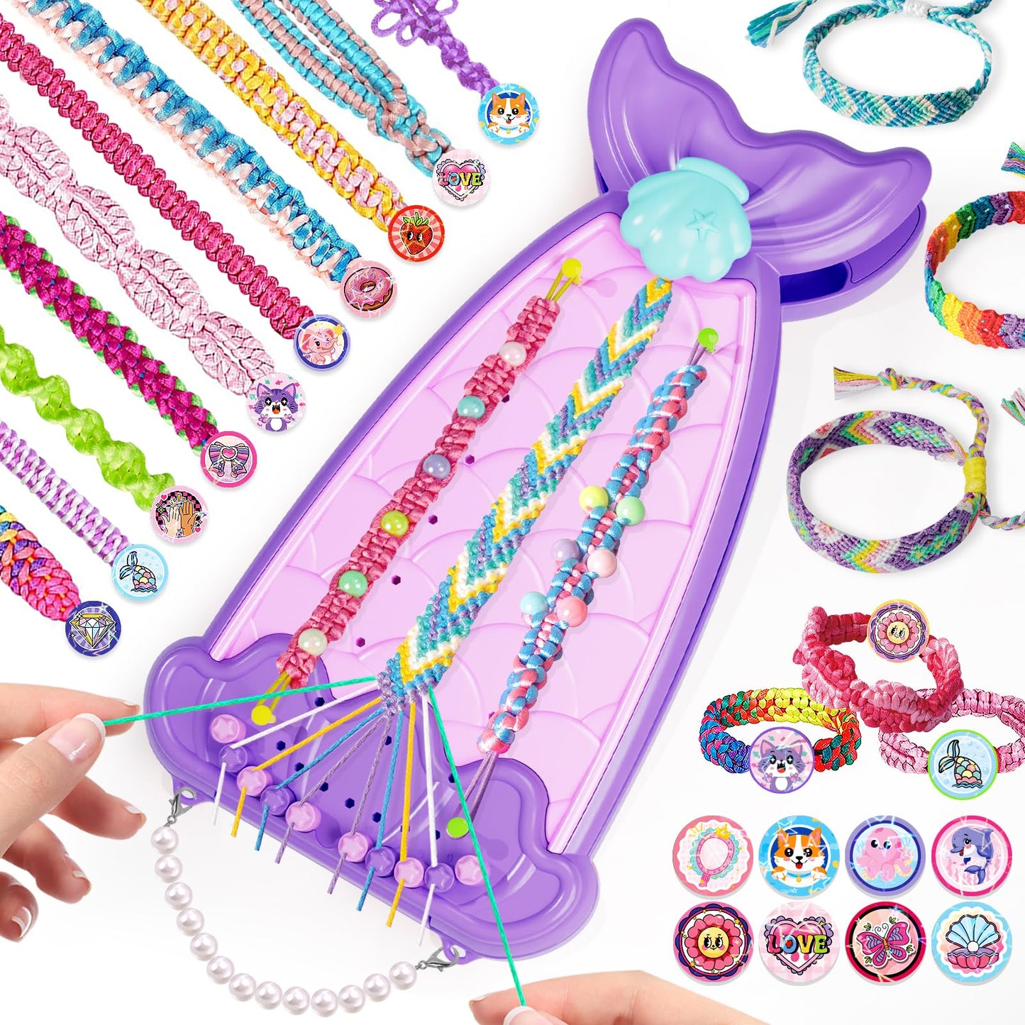 Euclidean Cube 2-in-1 Friendship Bracelet Kit for Girls Purple – Ages 8-12 Jewelry Making Set