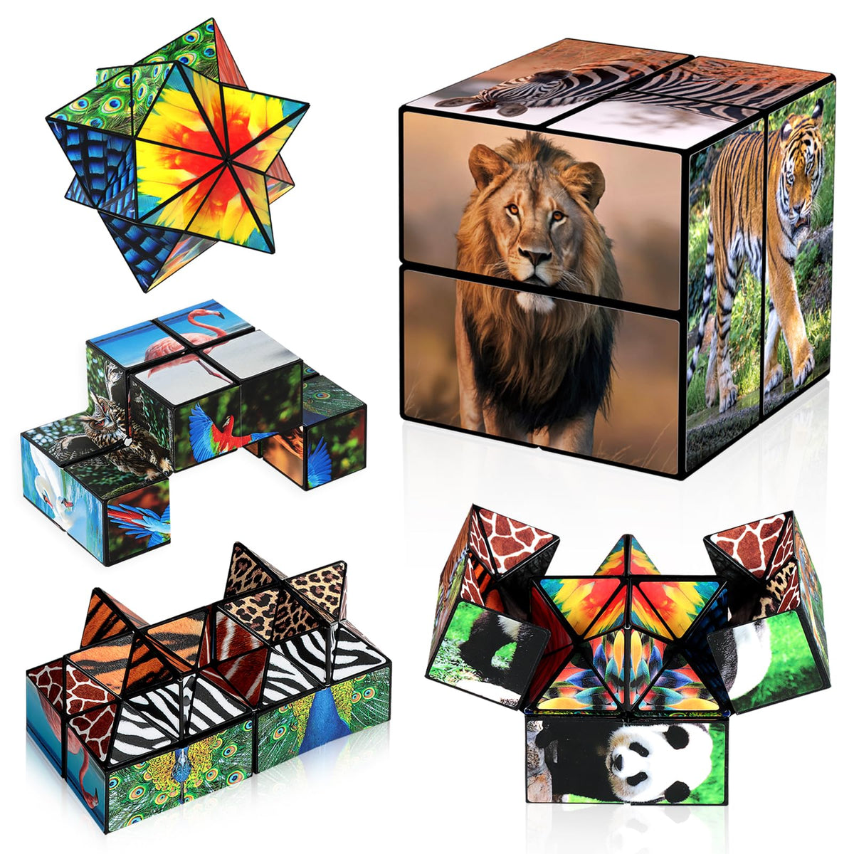 Euclidean Cube 2-in-1 Star Cube Set – Fidget Toy for Kids, Animal Themes, Travel-Friendly Gift (Ages 6–13)
