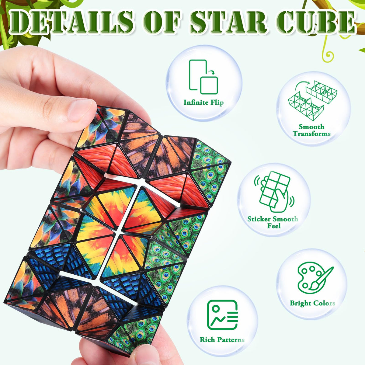 Euclidean Cube 2-in-1 Star Cube Set – Fidget Toy for Kids, Animal Themes, Travel-Friendly Gift (Ages 6–13)