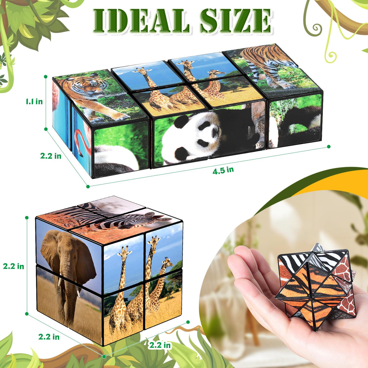 Euclidean Cube 2-in-1 Star Cube Set – Fidget Toy for Kids, Animal Themes, Travel-Friendly Gift (Ages 6–13)