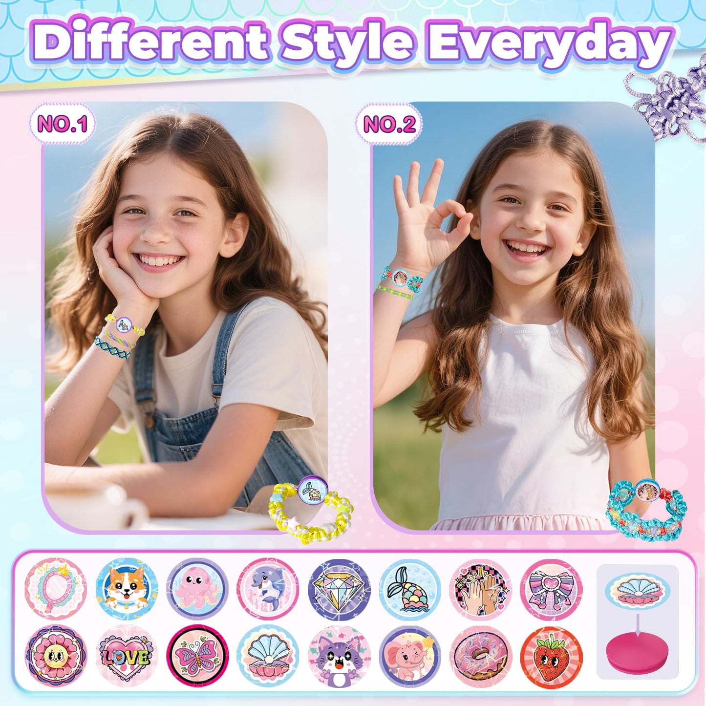 Euclidean Cube 2-in-1 Friendship Bracelet Kit for Girls Purple – Ages 8-12 Jewelry Making Set