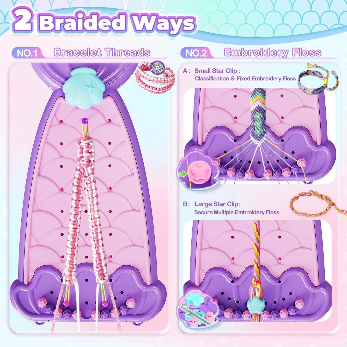 Euclidean Cube 2-in-1 Friendship Bracelet Kit for Girls Purple – Ages 8-12 Jewelry Making Set