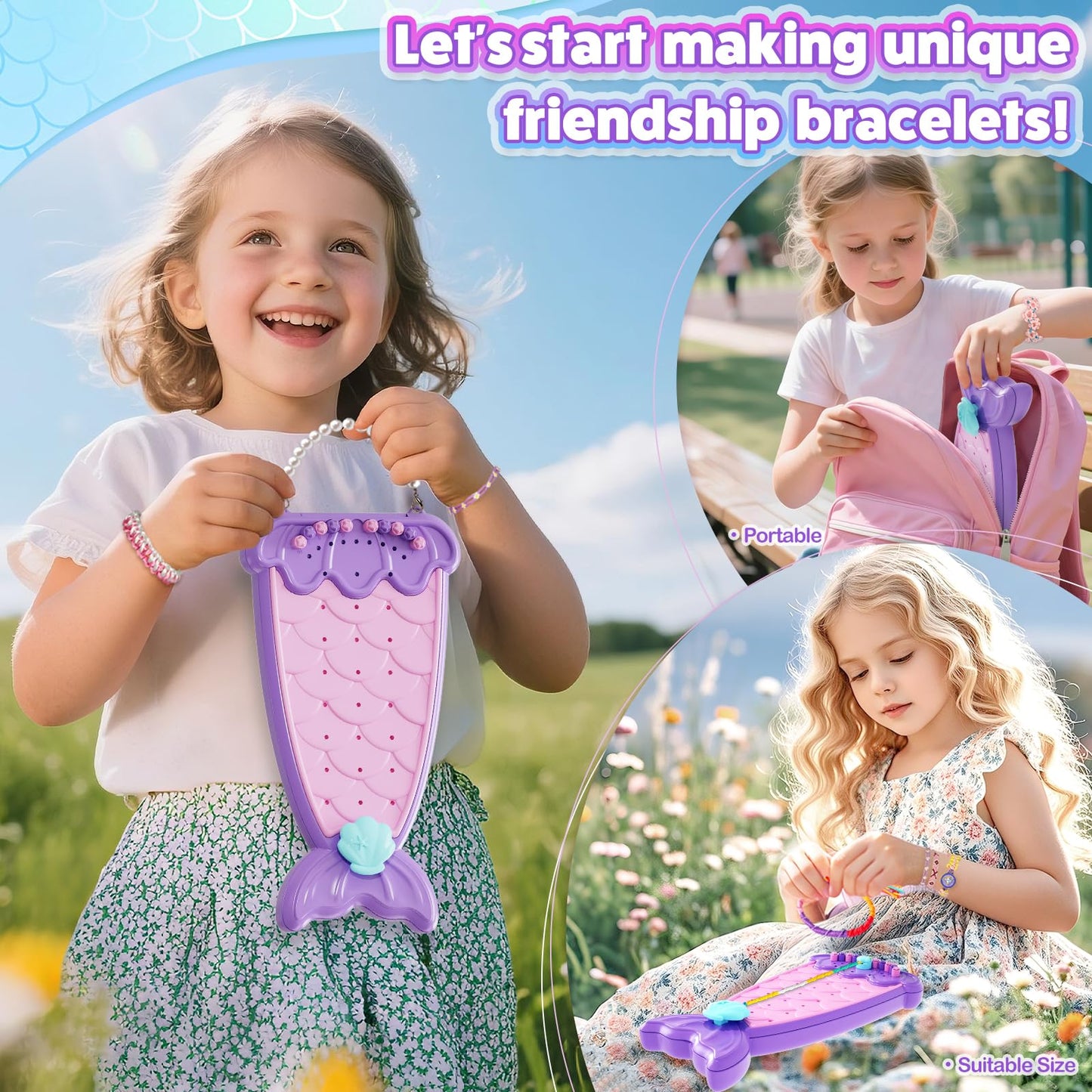 Euclidean Cube 2-in-1 Friendship Bracelet Kit for Girls Purple – Ages 8-12 Jewelry Making Set
