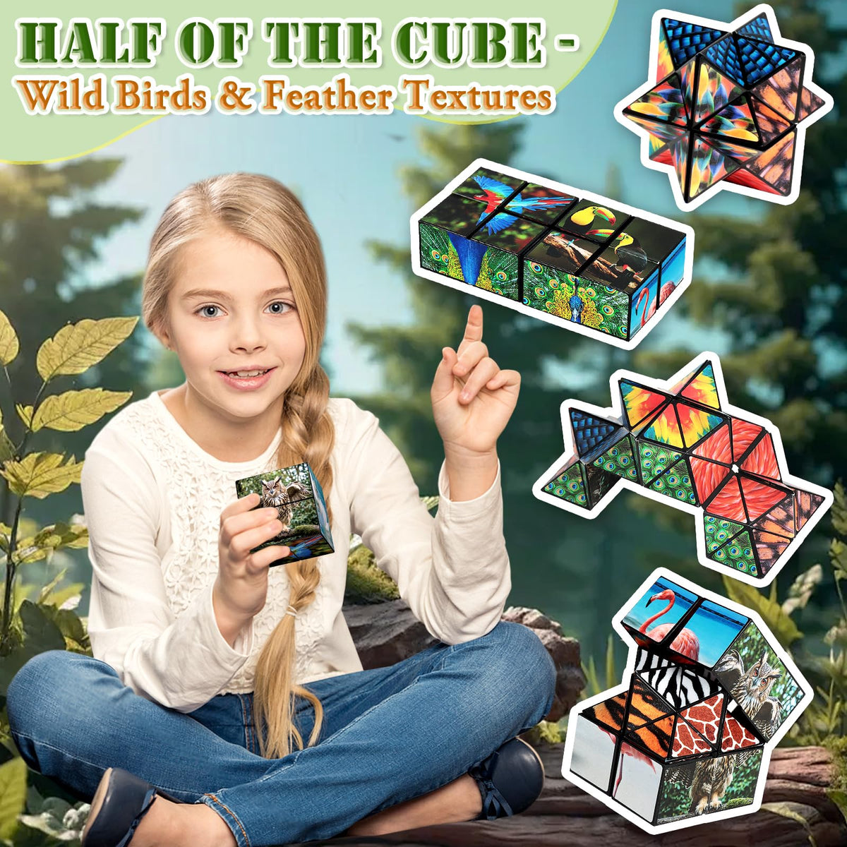 Euclidean Cube 2-in-1 Star Cube Set – Fidget Toy for Kids, Animal Themes, Travel-Friendly Gift (Ages 6–13)