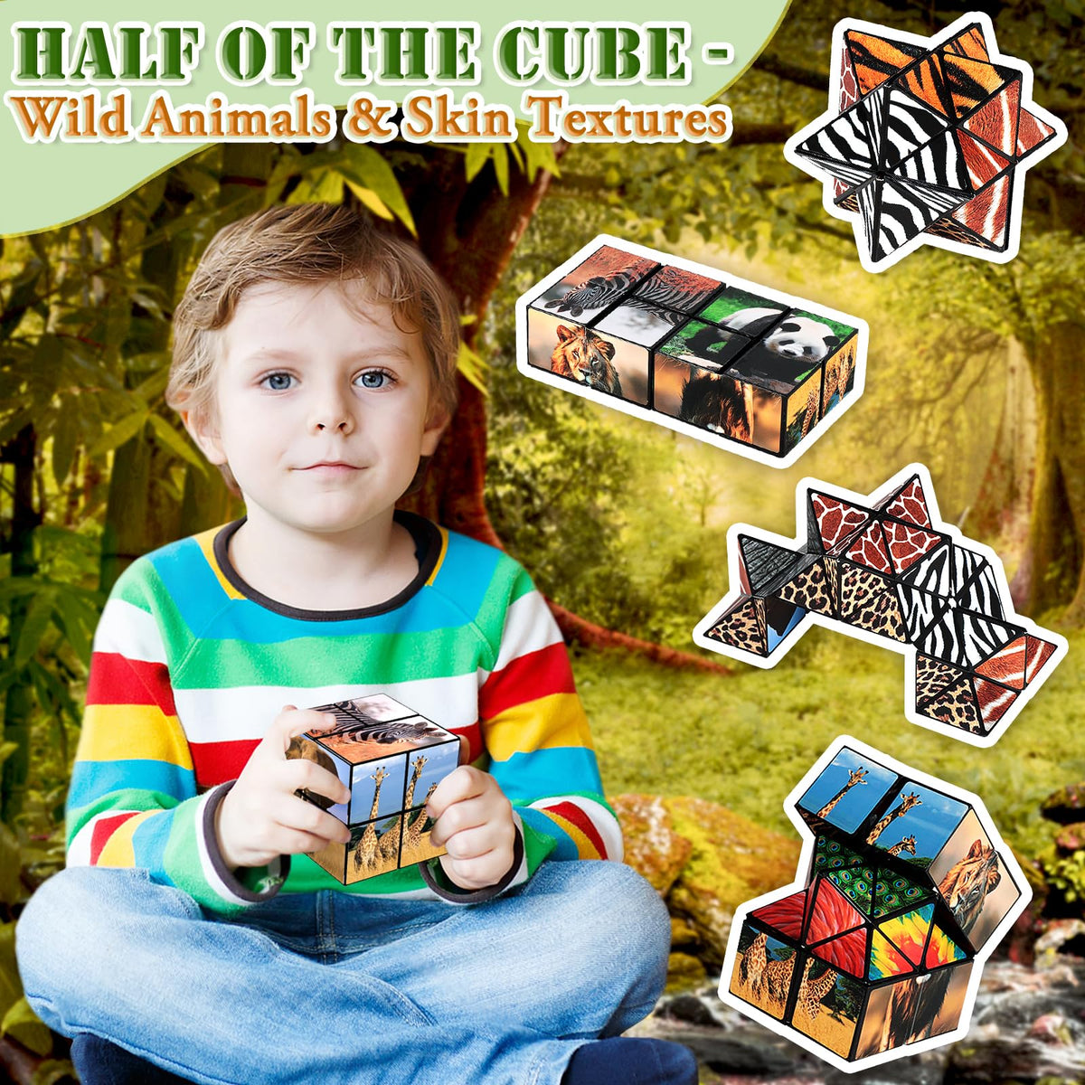 Euclidean Cube 2-in-1 Star Cube Set – Fidget Toy for Kids, Animal Themes, Travel-Friendly Gift (Ages 6–13)