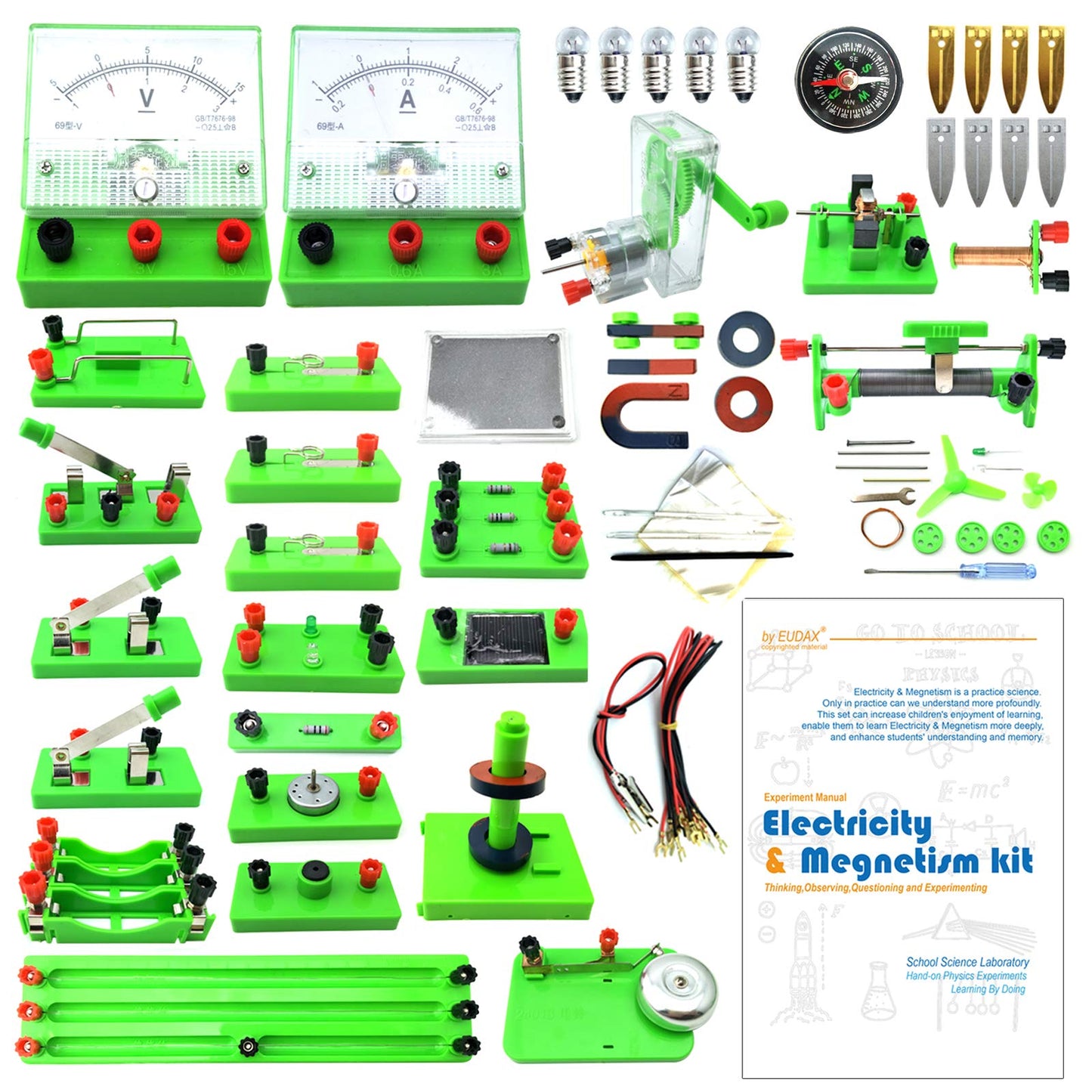 EUDAX School Physics Labs - Basic Electricity & Magnetism Discovery Kit for High School
