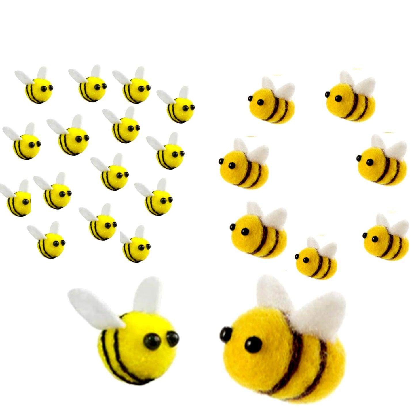 EUGFI 24PCS Mini Wool Felt Bees Set – 2-in-1 Combo Pack for DIY Crafting, Plush Bee Decor