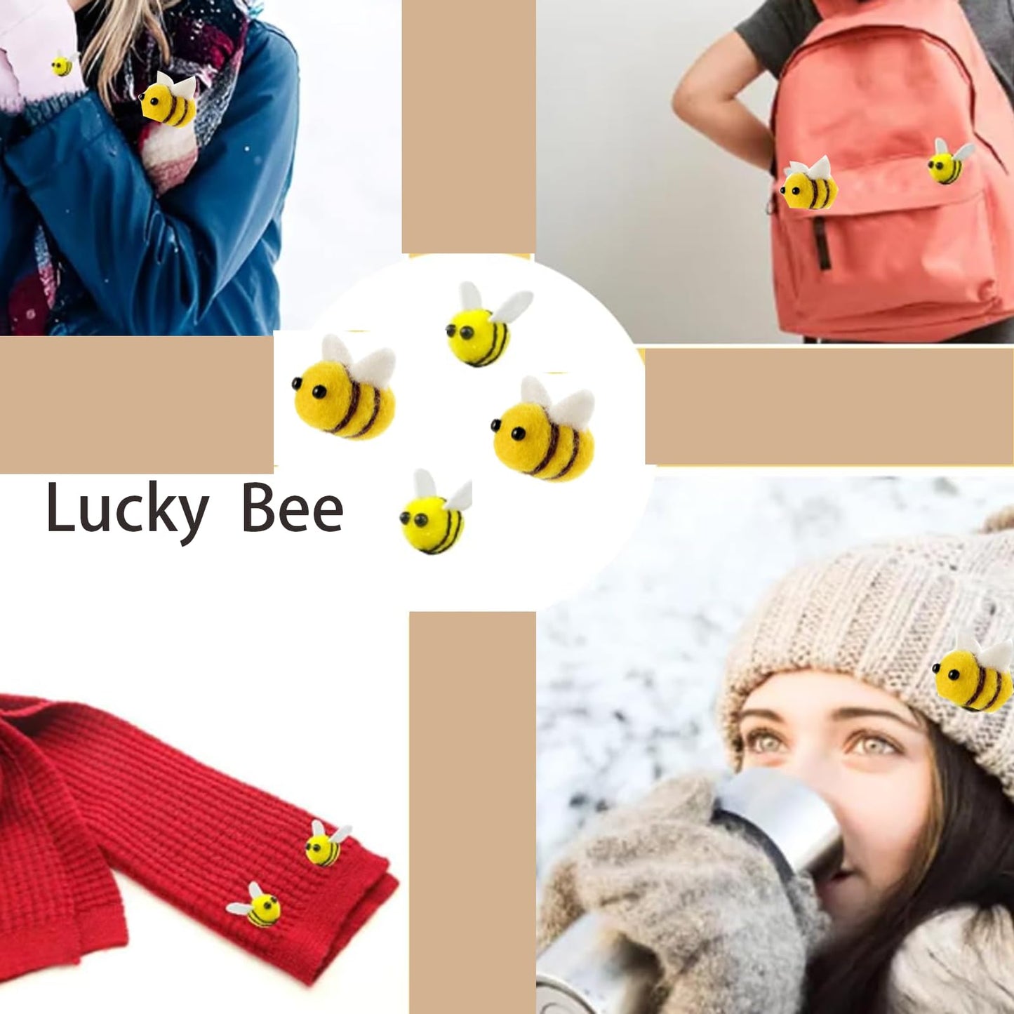 EUGFI 24PCS Mini Wool Felt Bees Set – 2-in-1 Combo Pack for DIY Crafting, Plush Bee Decor