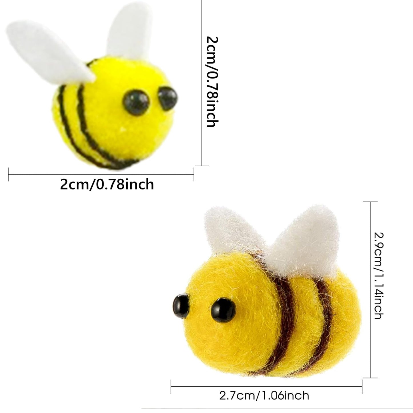 EUGFI 24PCS Mini Wool Felt Bees Set – 2-in-1 Combo Pack for DIY Crafting, Plush Bee Decor