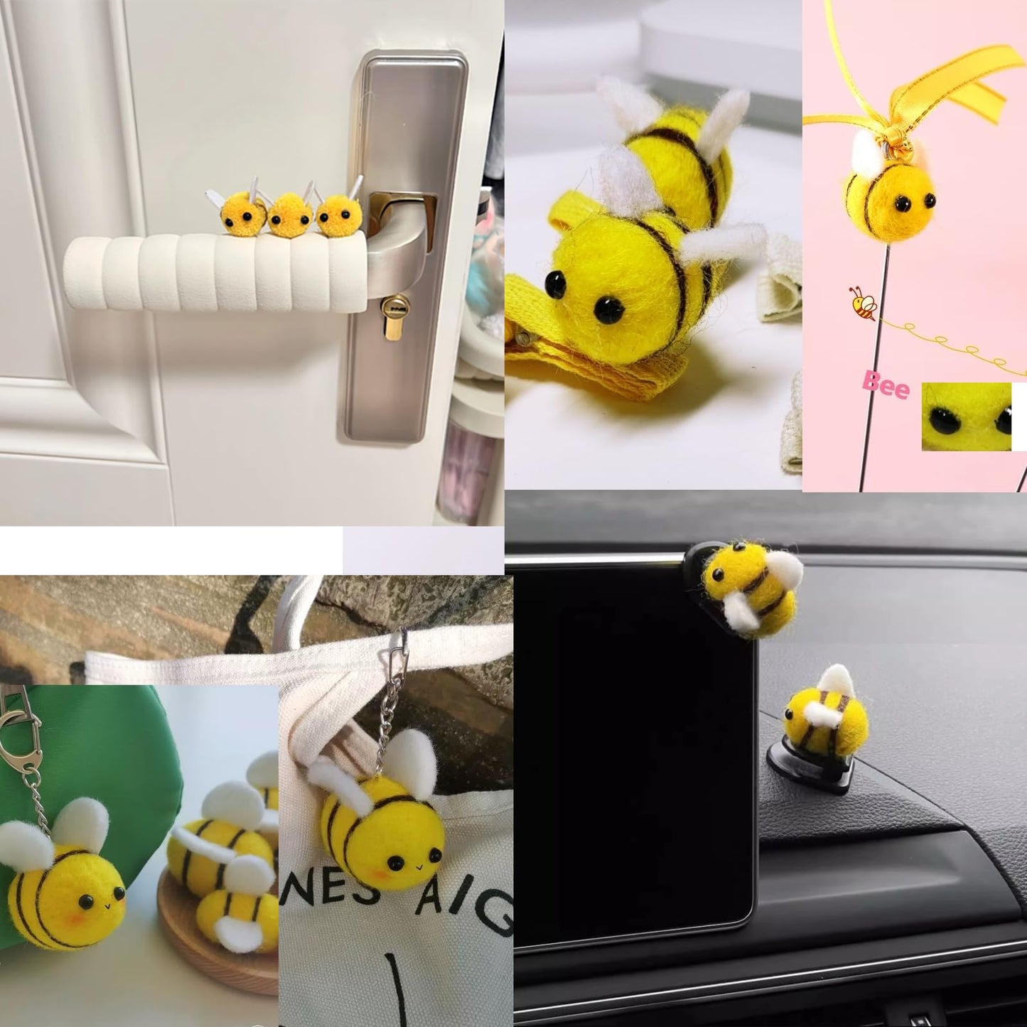 EUGFI 24PCS Mini Wool Felt Bees Set – 2-in-1 Combo Pack for DIY Crafting, Plush Bee Decor