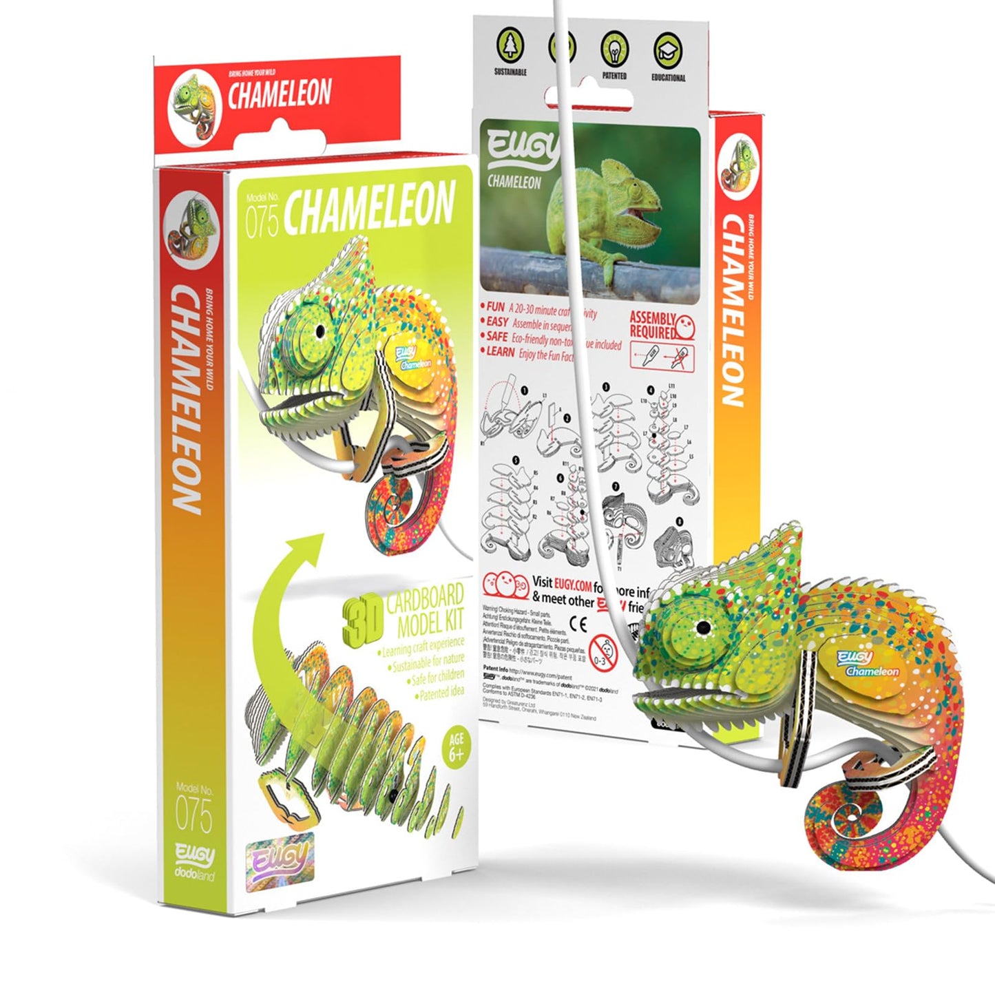 EUGY Chameleon 3D Puzzle – 31-Piece Eco-Friendly Educational Toy for Kids 6+