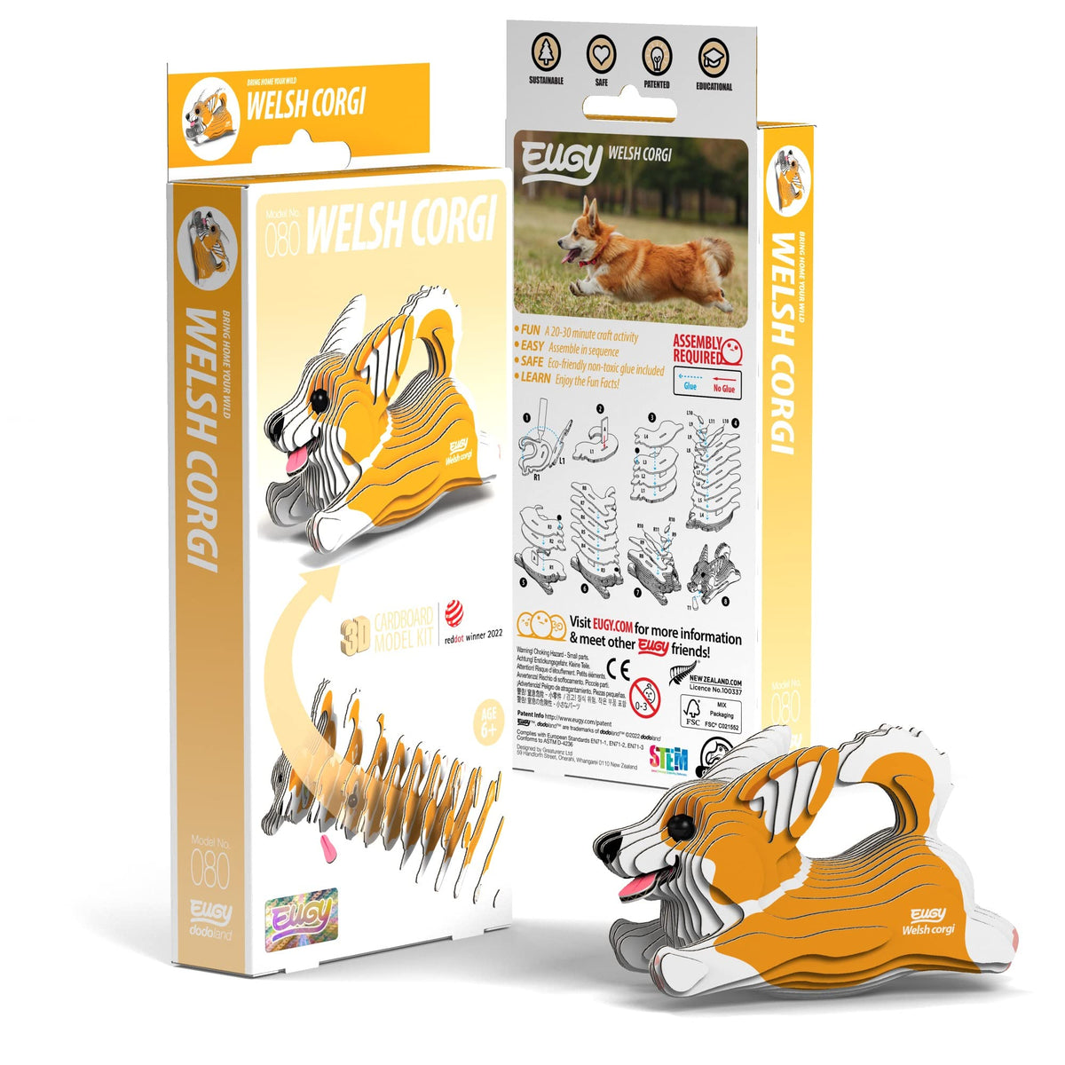 EUGY Welsh Corgi 3D Puzzle – 27-piece Eco-Friendly Educational Toy by EUGY | Ages 6+