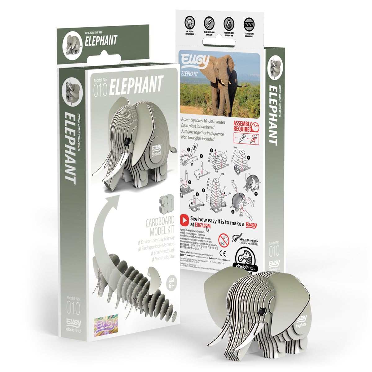 EUGY 010 Elephant Eco-Friendly 3D Paper Puzzle | Biodegradable Cardboard