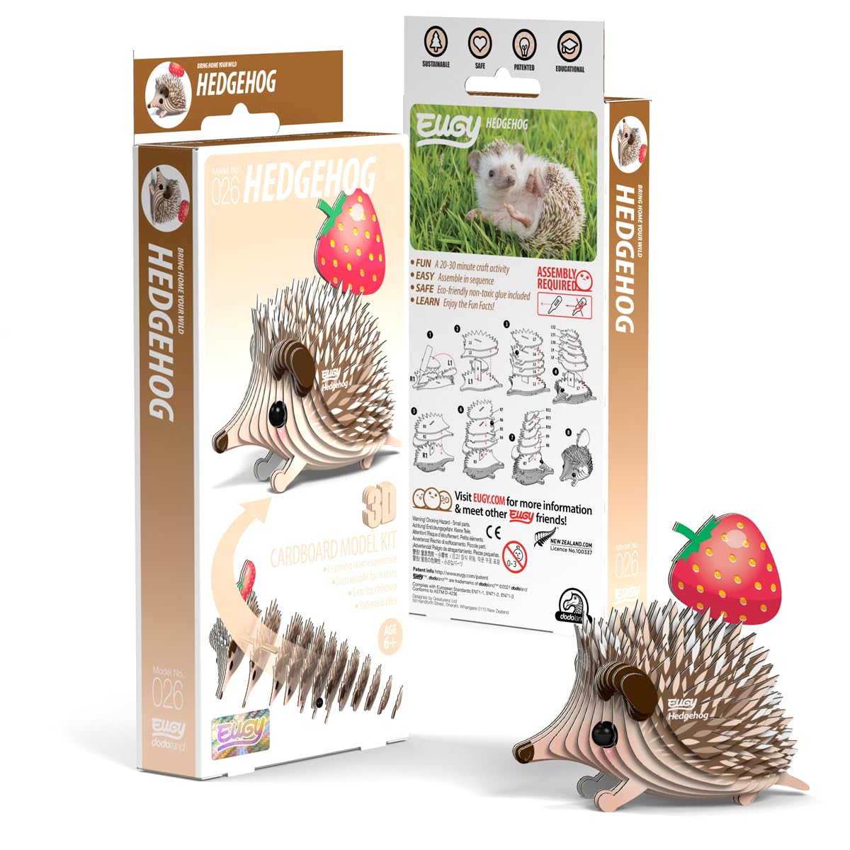 EUGY Hedgehog 3D Puzzle – 24-Piece Eco-Friendly Educational Toy for Kids 6+