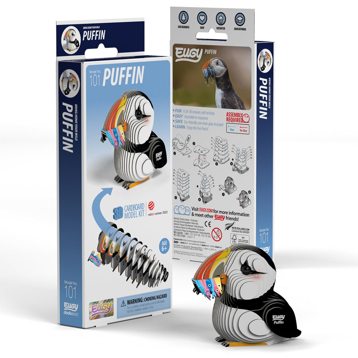 EUGY Puffin 3D Puzzle – 31-Piece Eco-Friendly Educational Toy for Kids 6+