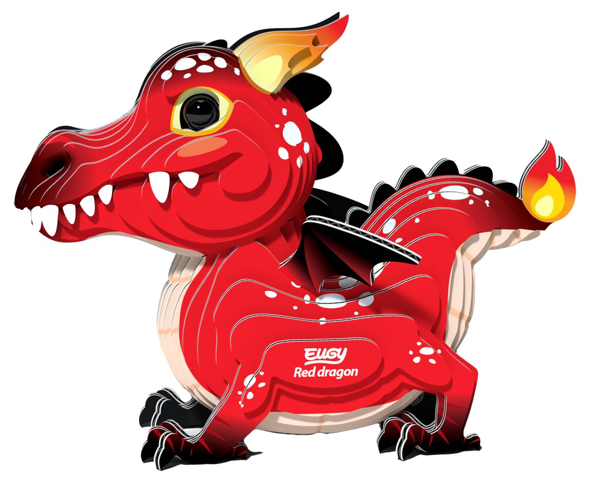 EUGY Red Dragon 3D Puzzle – 24-Piece Eco-Friendly Educational Toy for Kids 6+