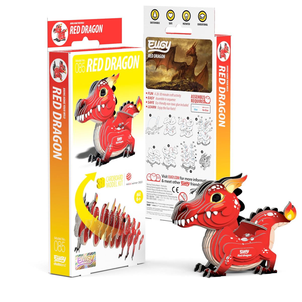 EUGY Red Dragon 3D Puzzle – 24-Piece Eco-Friendly Educational Toy for Kids 6+