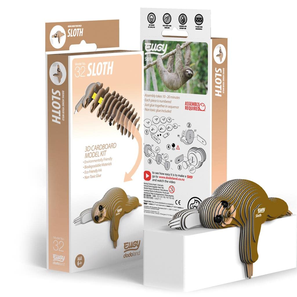 Eugy Sloth 3D Puzzle – 23-Piece Eco-Friendly Educational Toy for Kids 6+