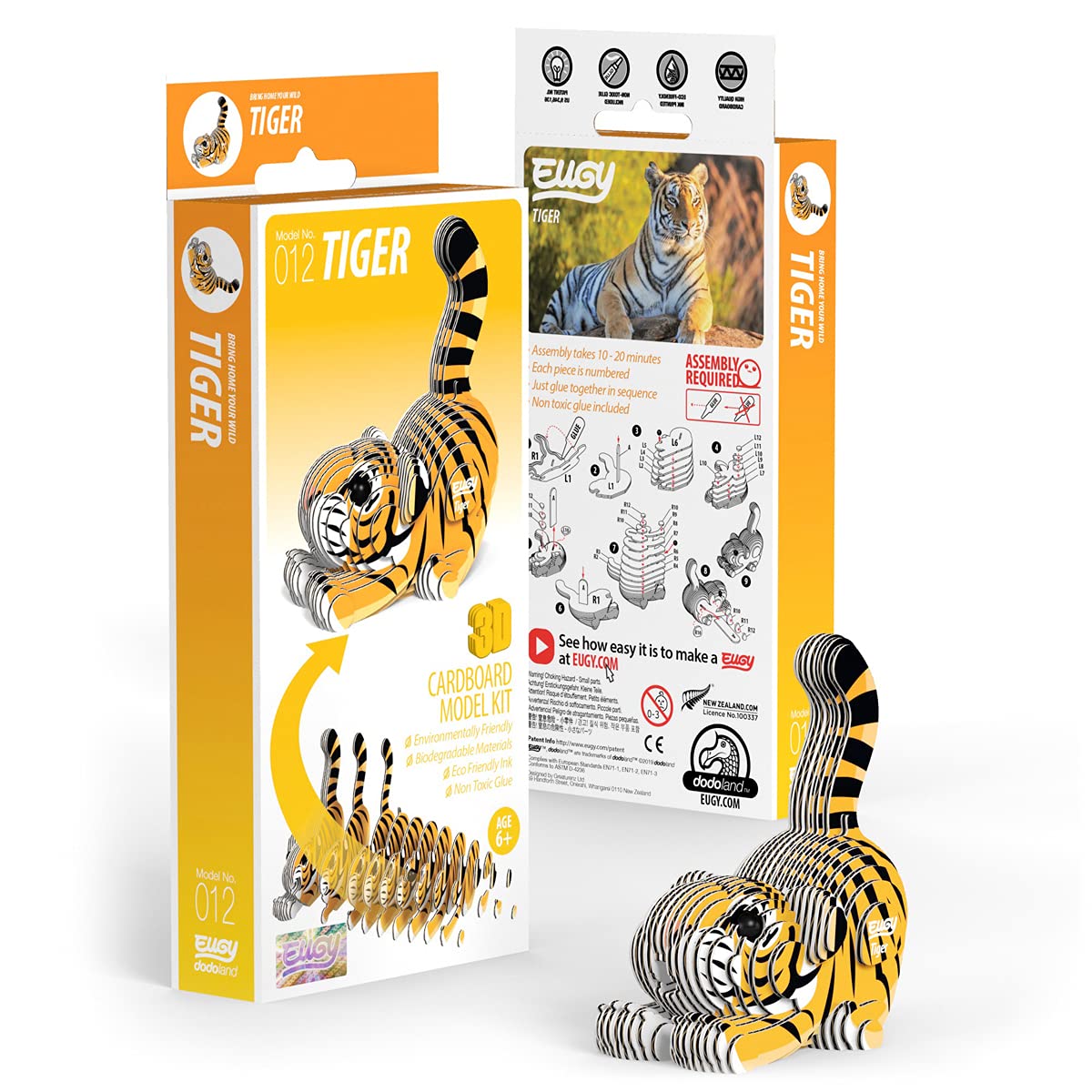 EUGY Tiger 3D Puzzle - 34-Piece Eco-Friendly Educational Toy for Kids 6+