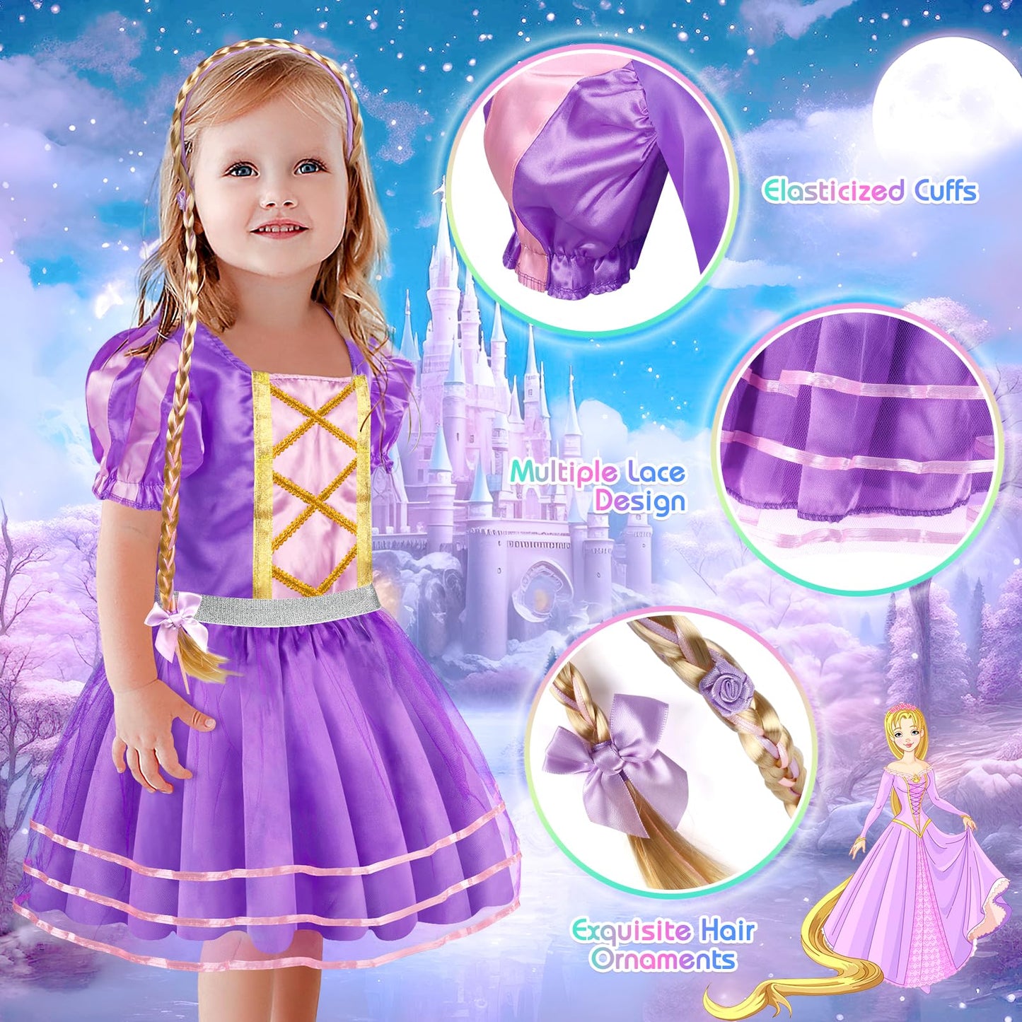 EULRGAUS Princess Dress Up Set for Toddlers | 4 Theme Dresses & Accessories