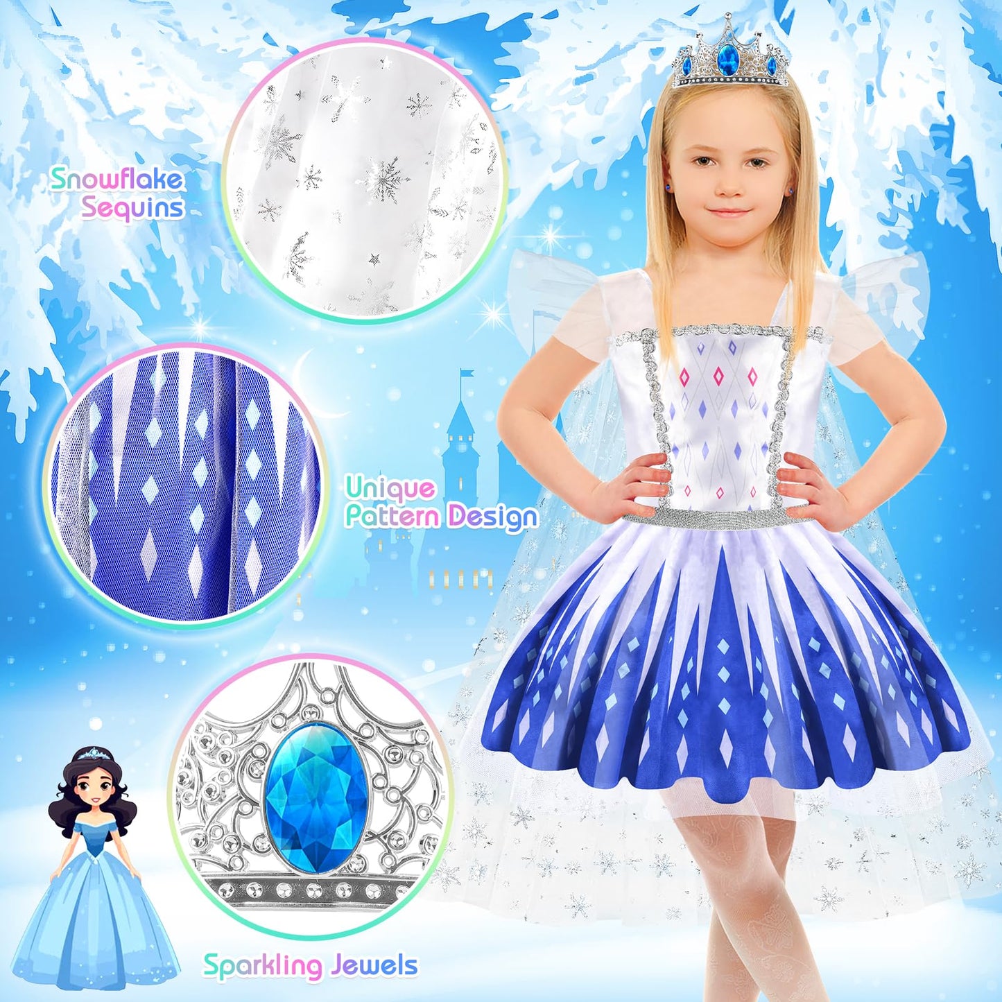EULRGAUS Princess Dress Up Set for Toddlers | 4 Theme Dresses & Accessories
