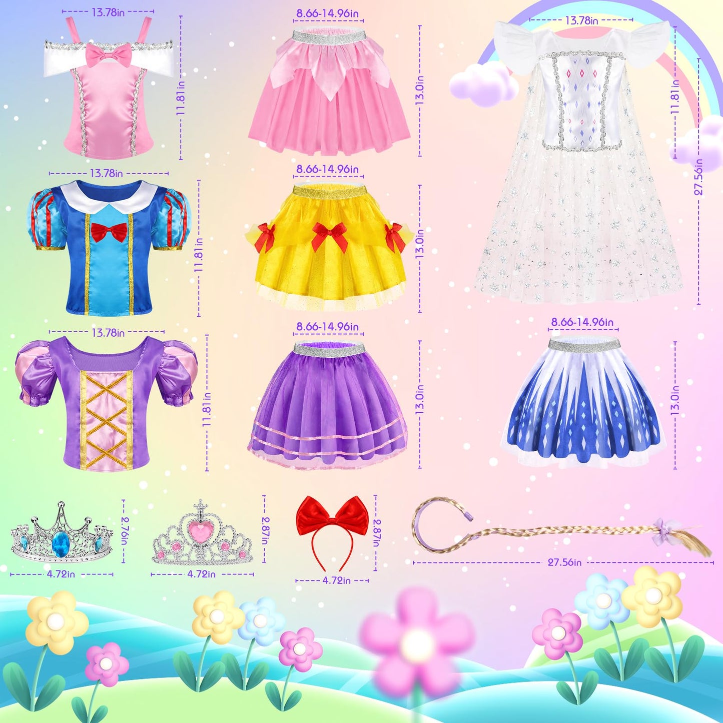 EULRGAUS Princess Dress Up Set for Toddlers | 4 Theme Dresses & Accessories