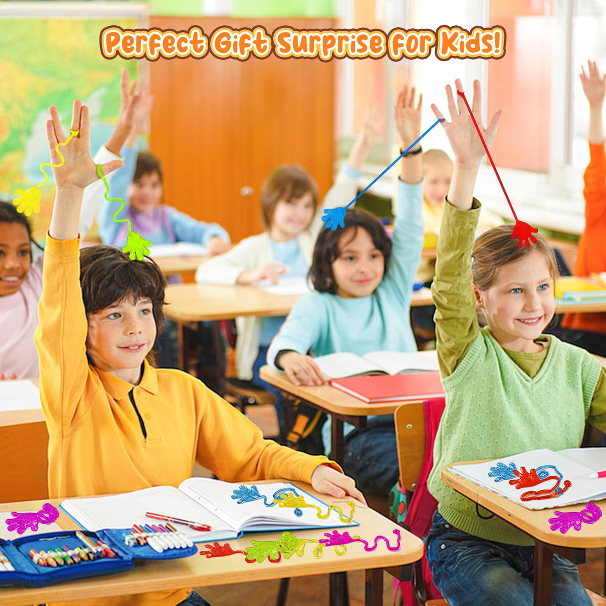 EUOCENK 120PCS Glitter Sticky Hands – Kids Slap Hands, Party Favors & Classroom Prizes