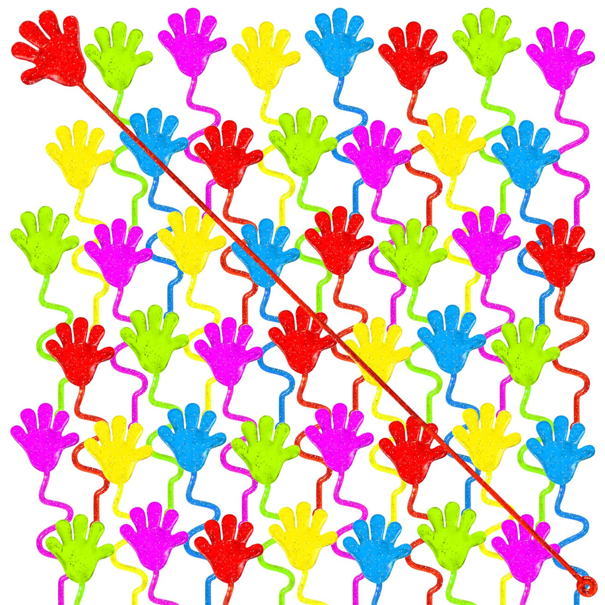 EUOCENK 120PCS Glitter Sticky Hands – Kids Slap Hands, Party Favors & Classroom Prizes
