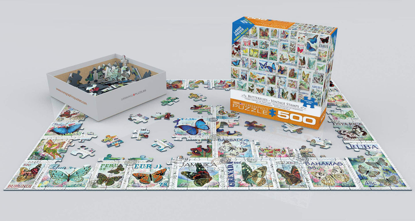 EuroGraphics Butterflies - Vintage Stamps 500-Piece Puzzle