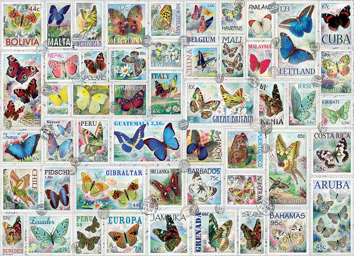 EuroGraphics Butterflies - Vintage Stamps 500-Piece Puzzle