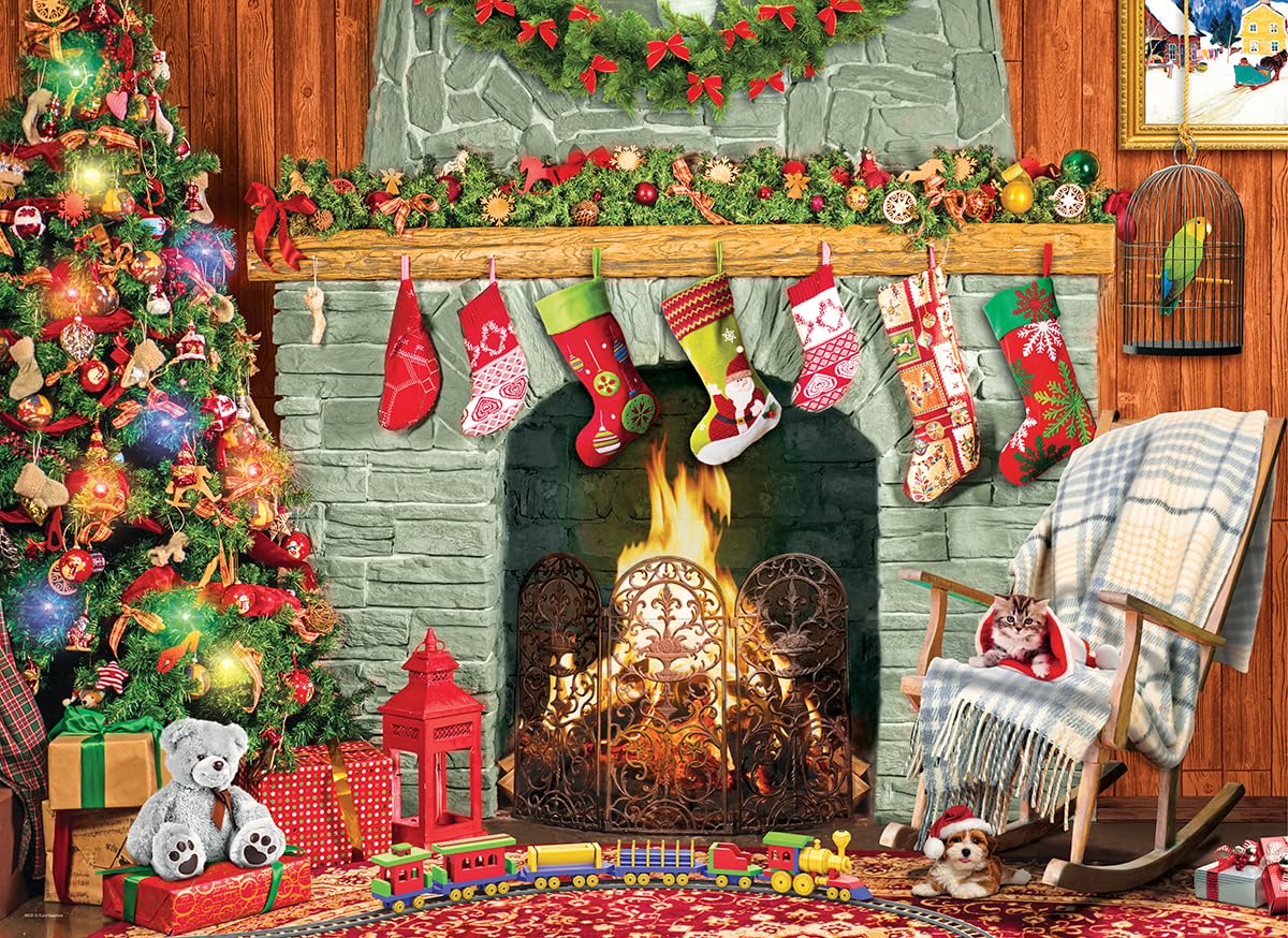 EuroGraphics Christmas by The Fireplace 500-Piece Puzzle – Made in USA