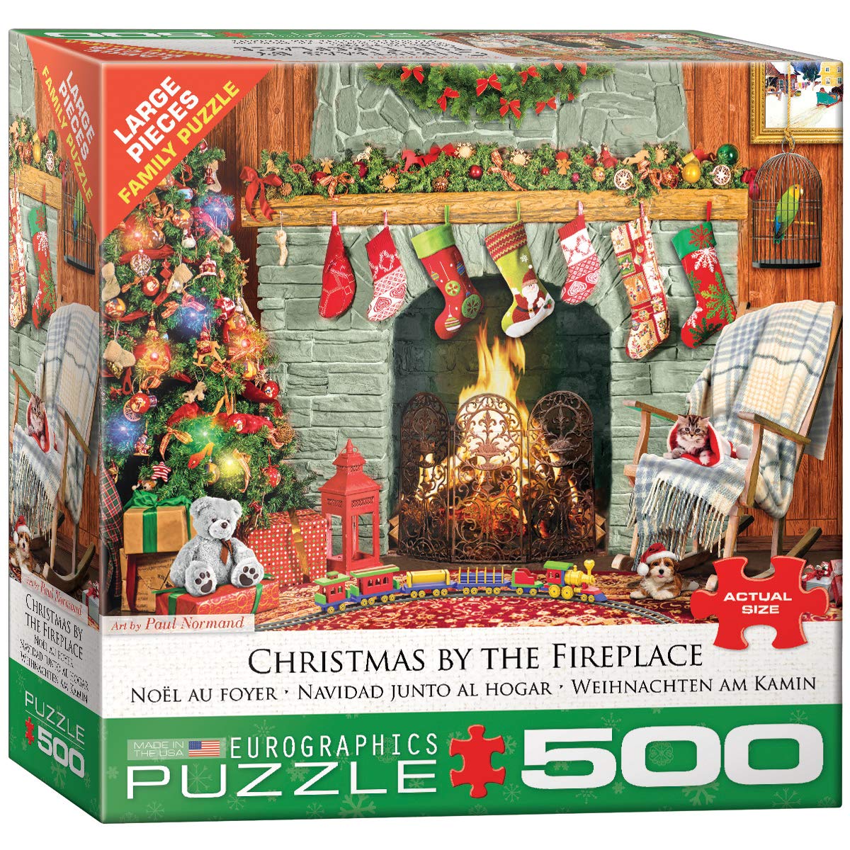 EuroGraphics Christmas by The Fireplace 500-Piece Puzzle – Made in USA