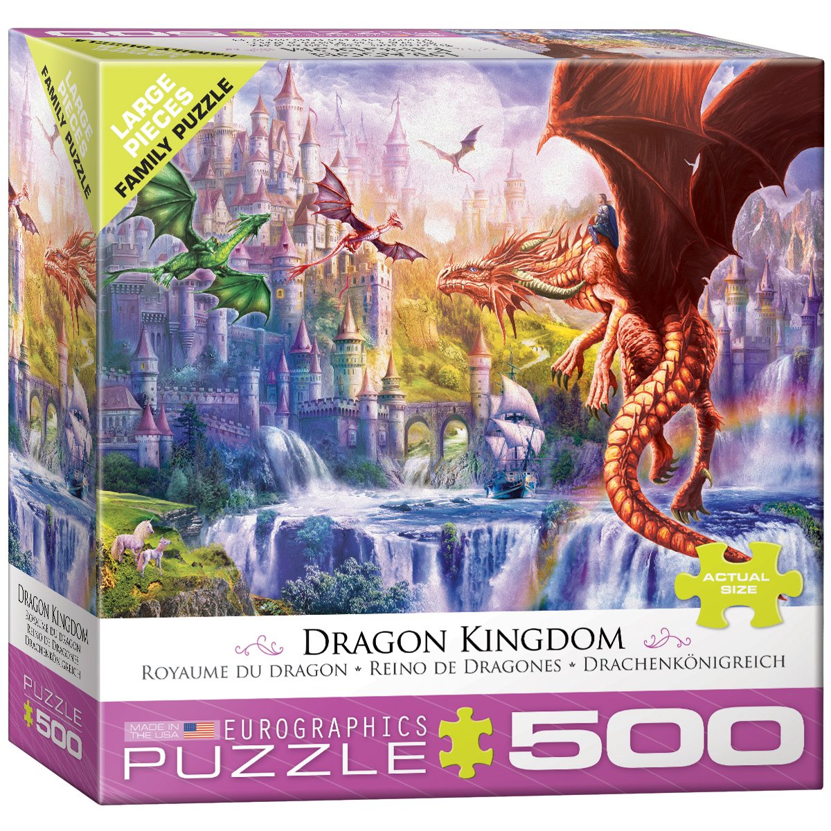 EuroGraphics Dragon Kingdom 500-Piece Puzzle | Finished Size 19.25 x 26.5 Inches | Made in USA