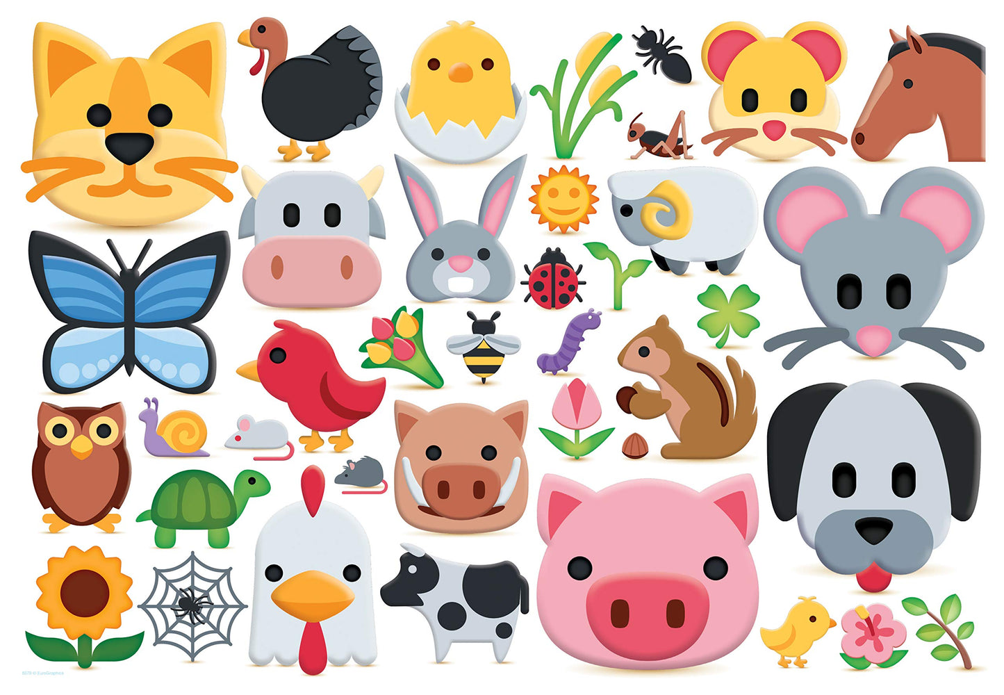 EuroGraphics Farm Animals Emojipuzzles 100-Piece Puzzle – 13 x 19 Finished Size