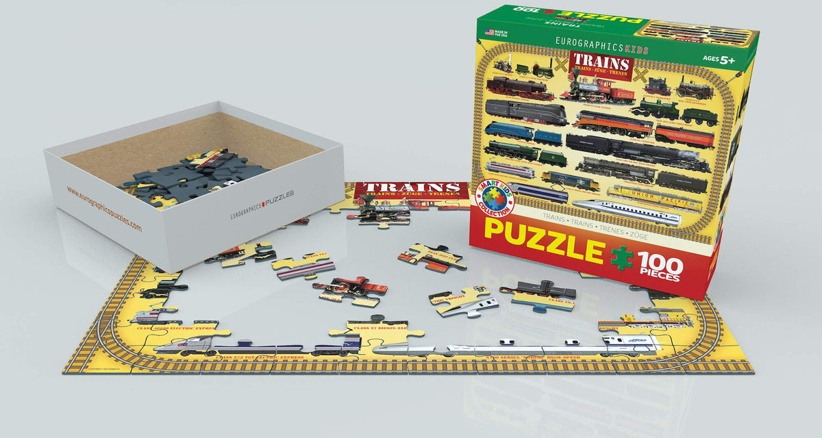 EuroGraphics Trains 100 Piece Puzzle – 13 x 19 in, Eco-Friendly