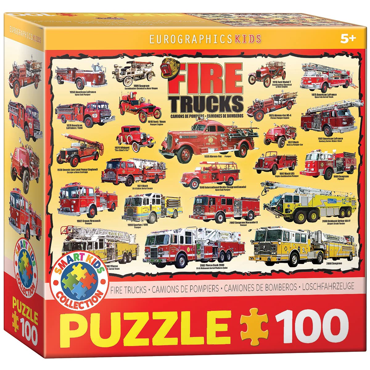 EuroGraphics Fire Trucks 100-Piece Jigsaw Puzzle – Vintage & Modern Fire Engines