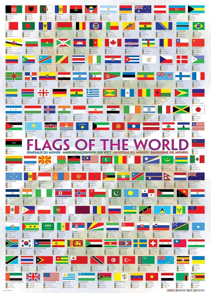 EuroGraphics Flags of the World Puzzle (1000-Piece) – Finished 19.25 x 26.5 in | Made in USA