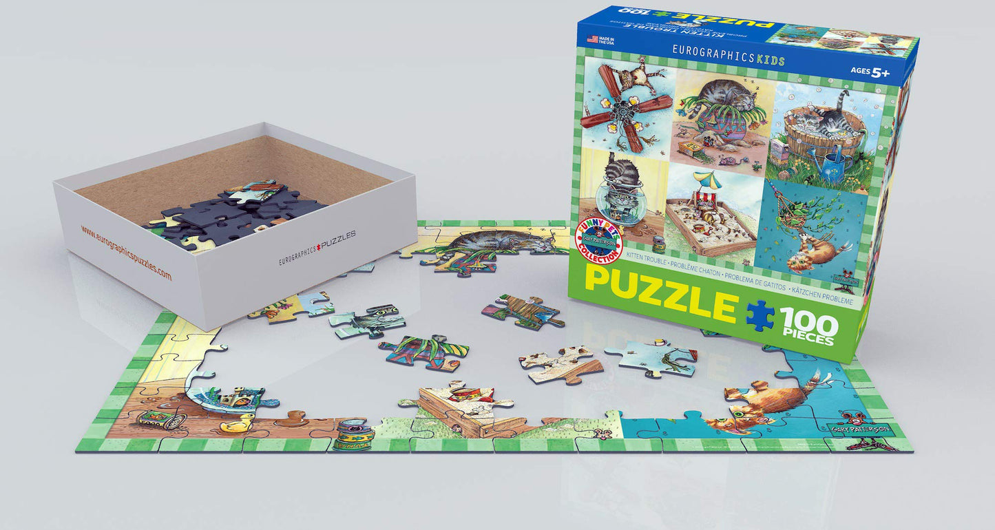 EuroGraphics Kitten Trouble Puzzle by Gary Patterson – 100-Piece Jigsaw, 13x19 Finish