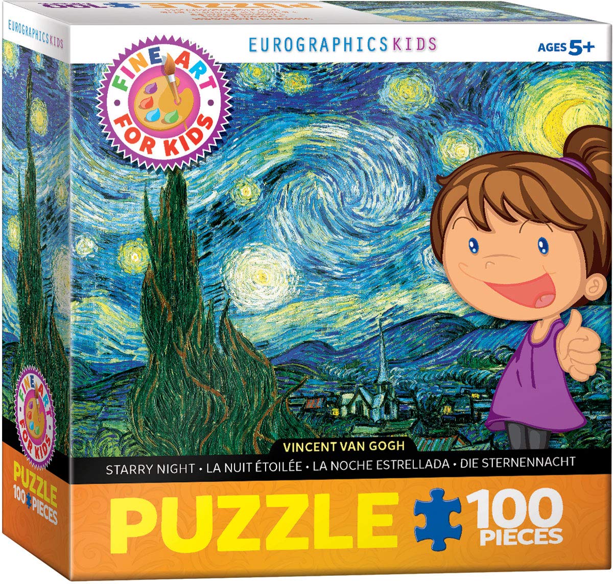 EuroGraphics Starry Night by Vincent van Gogh – 100-Piece Puzzle | Finished 13 x 19