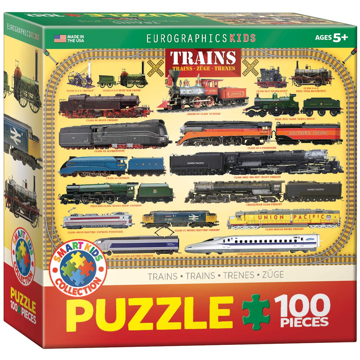 EuroGraphics Trains 100 Piece Puzzle – 13 x 19 in, Eco-Friendly