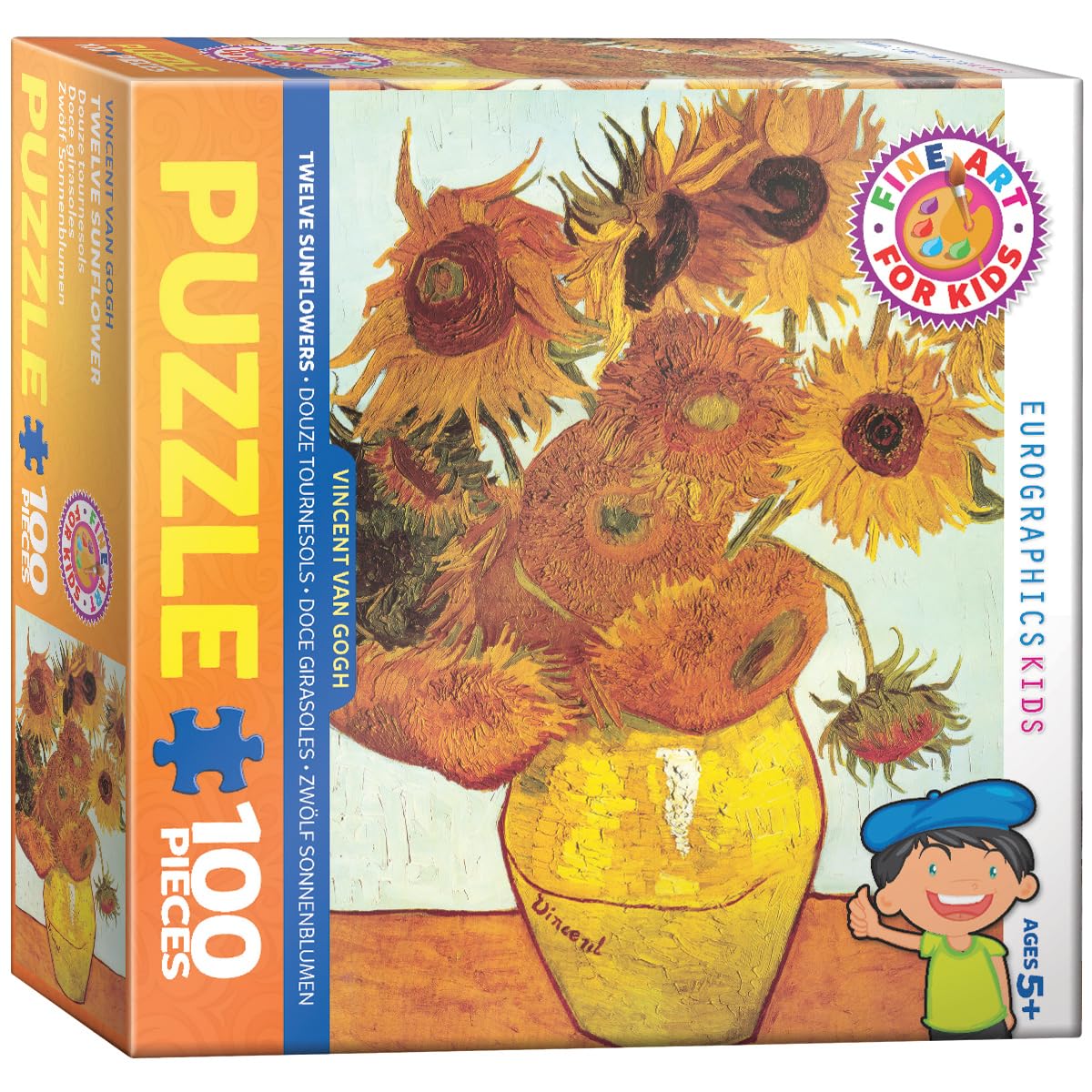 EuroGraphics Twelve Sunflowers Puzzle — 100-Piece Van Gogh Jigsaw