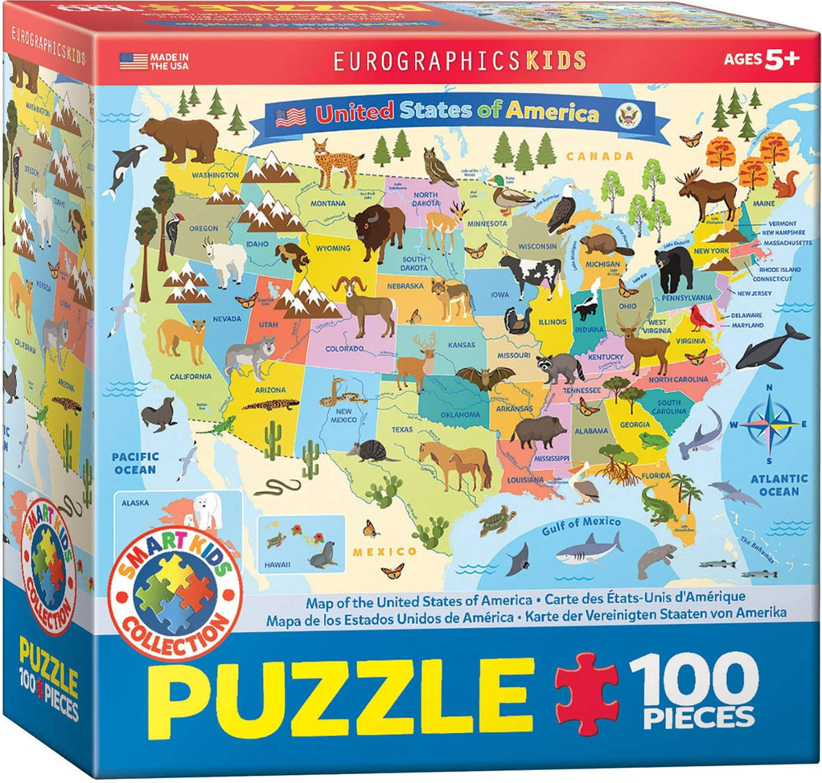 EuroGraphics Illustrated Map of the United States – 100-Piece Puzzle