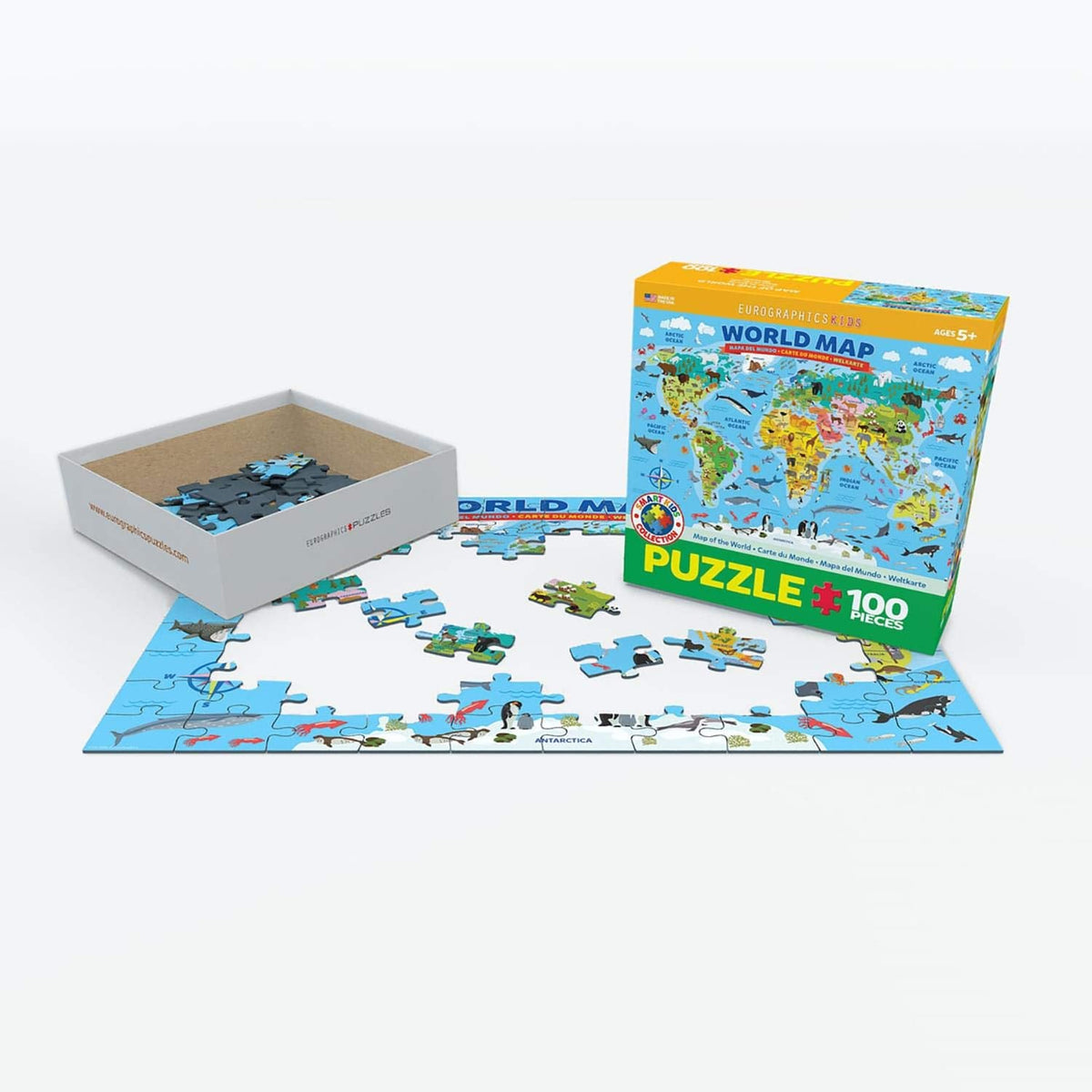 EuroGraphics Illustrated World Map 100-Piece Puzzle – Kids Geography