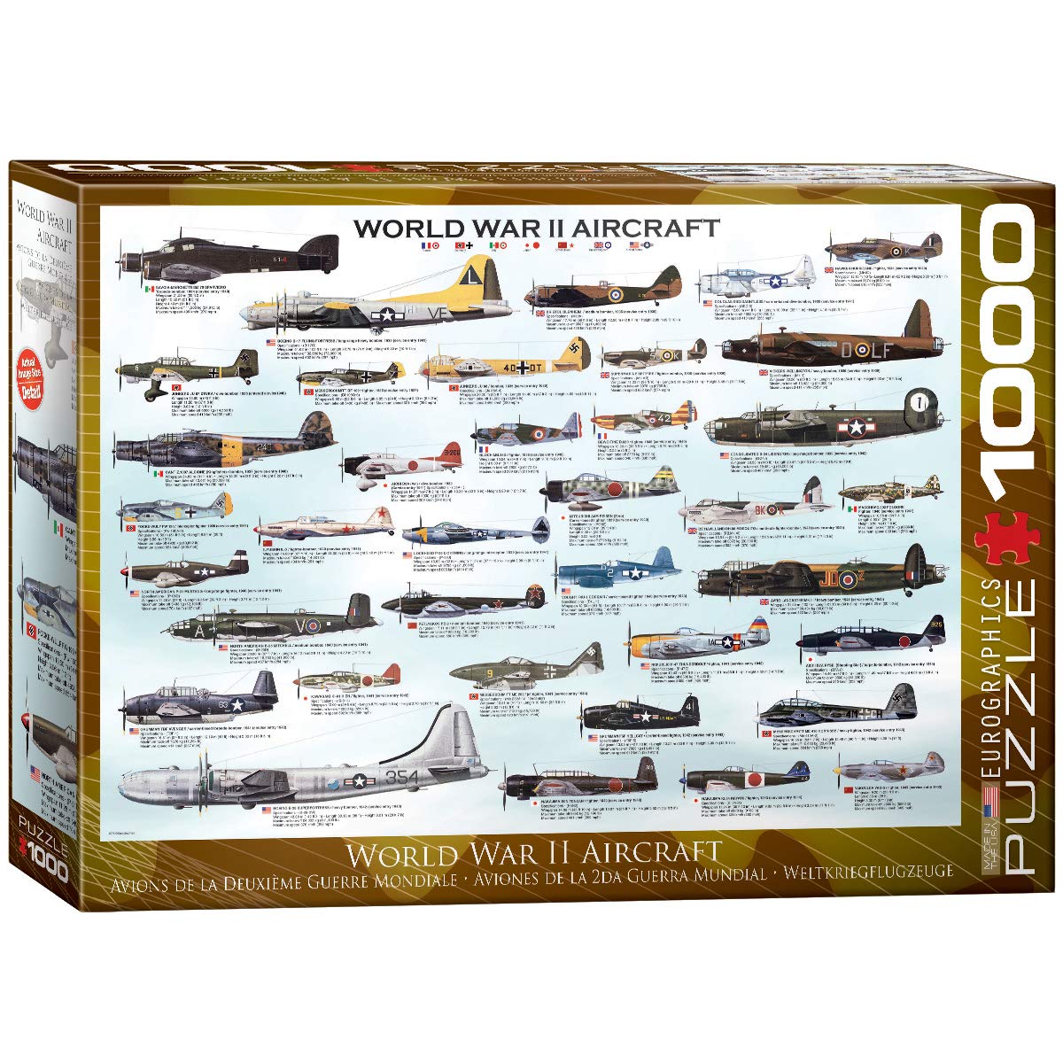 EuroGraphics World War II Aircraft 1000-Piece Puzzle – Eco-Friendly, Educational