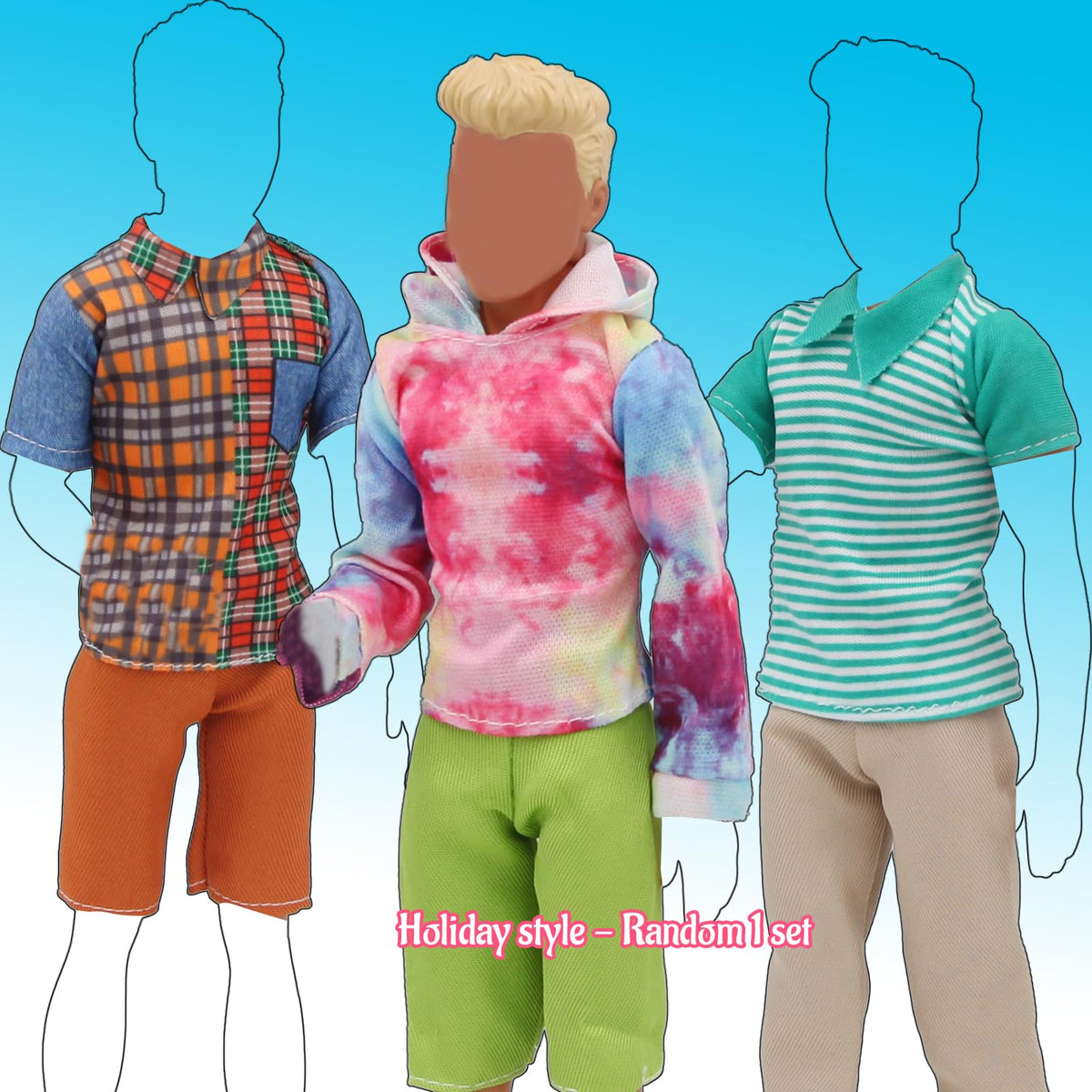 EuTengHao 12-Inch Boy Doll Clothes – 6 Random Sets (Jeans, Leather Jackets, Shirts)
