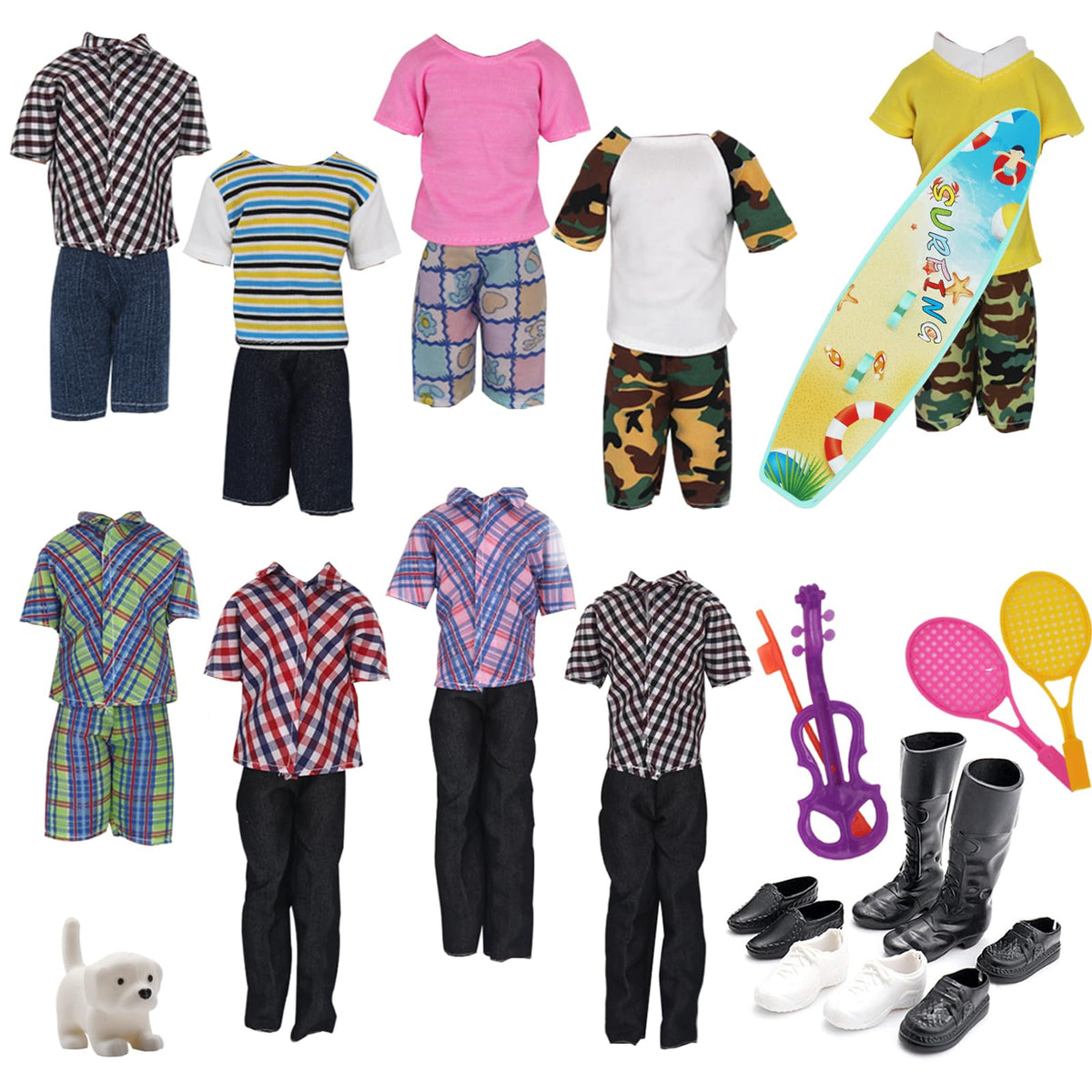 EuTengHao 25-Piece Doll Clothes & Accessories Set for 12-Inch Boy Dolls