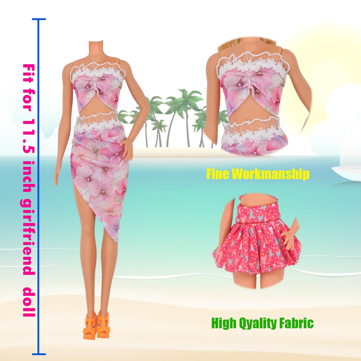 EuTengHao 36Pcs Doll Swimwear Set for 11.5-Inch Dolls – Bikini & Accessories
