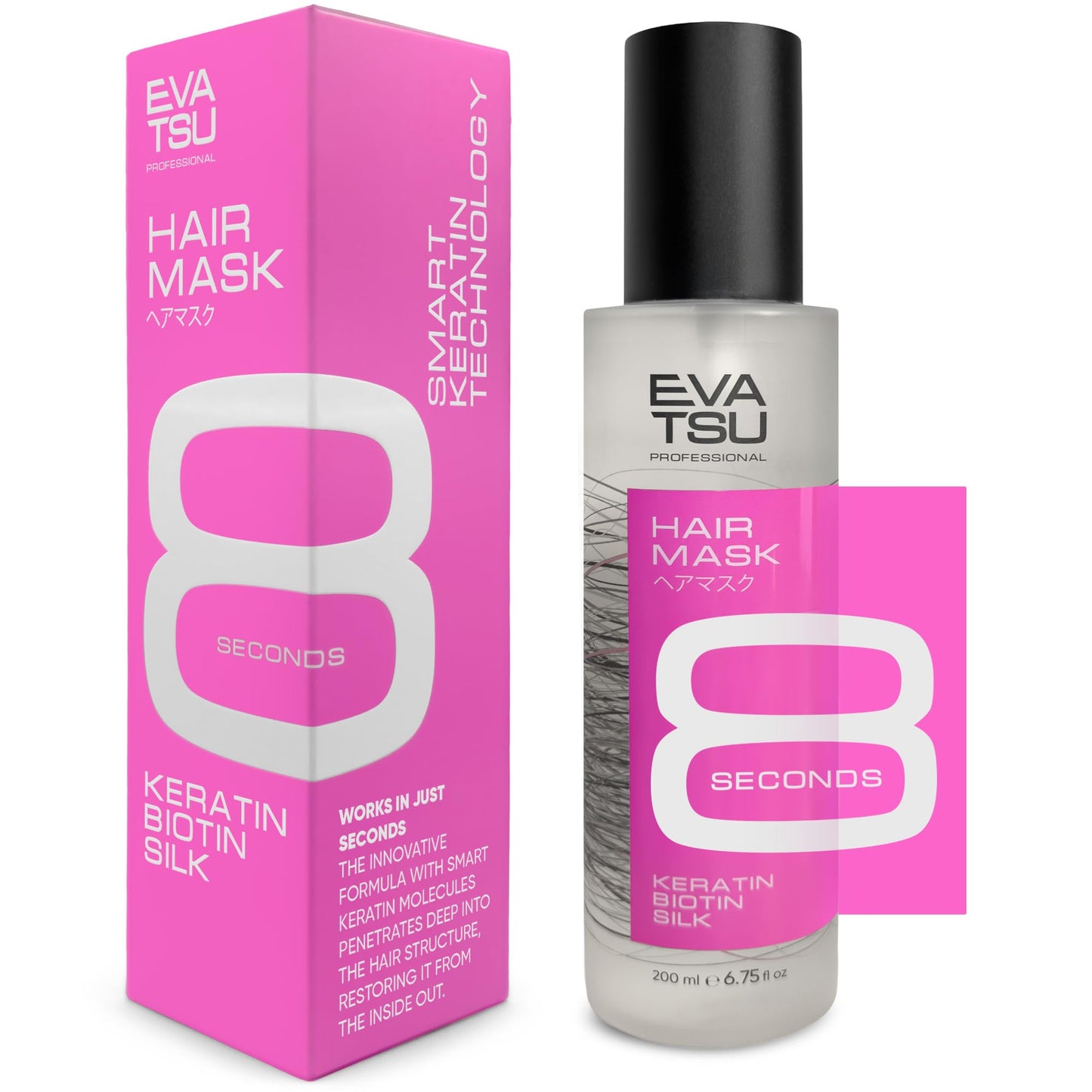 EVATSU 8-Second Hydrating Hair Mask Spray – Deep Keratin Treatment for Dry, Damaged, Frizzy Hair (6.75 oz)