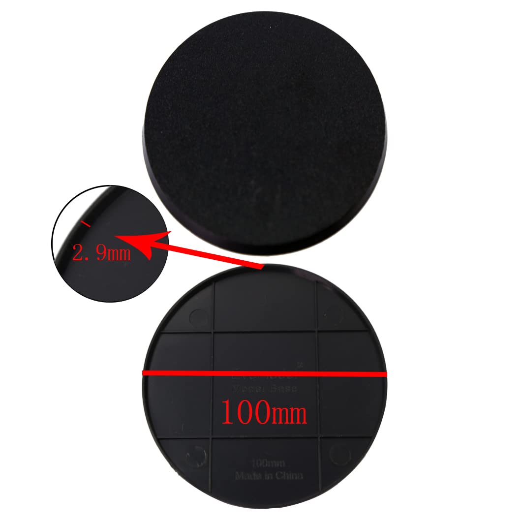 Evemodel 15pcs 100mm Round Bases for Wargames – ABS Plastic