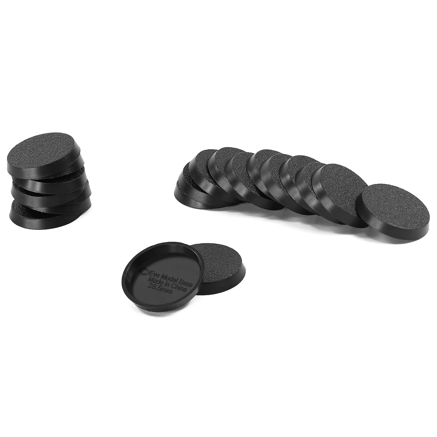 Evemodel 28.5mm Round Bases – Black ABS, 50 Pack for Wargames
